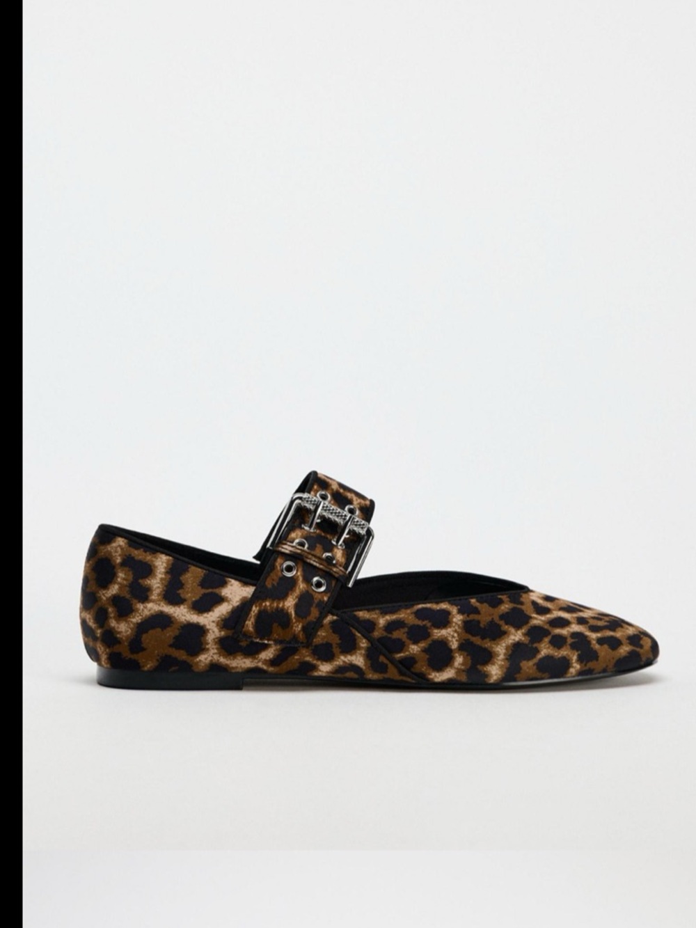 Zara Leopard Animal Print Satin Ballet Flats